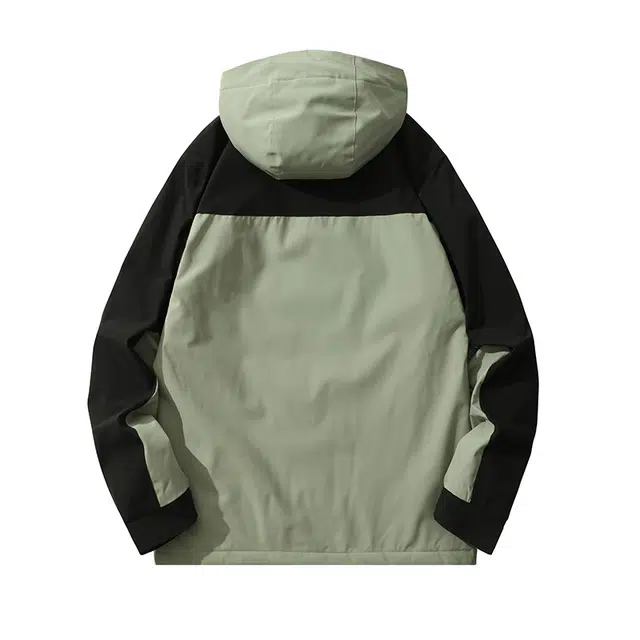 雅鹿  宽松连帽拼接夹克衫百搭运动户外三防  防水防风冲锋衣 男女同款