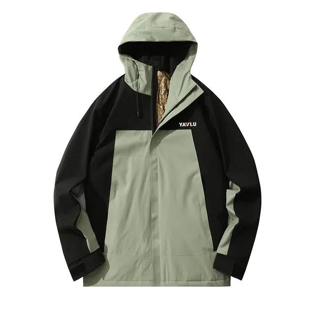 雅鹿  宽松连帽拼接夹克衫百搭运动户外三防  防水防风冲锋衣 男女同款