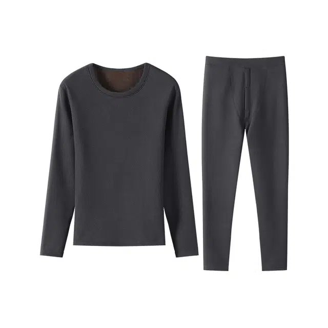 雅鹿 加绒加厚防寒打底长袖长裤保暖套装 男款