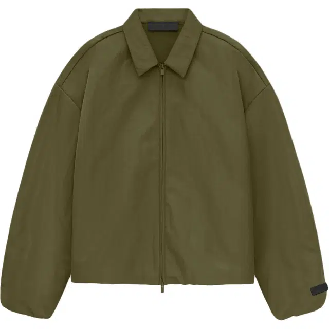 Fear of God Essentials Fall24 BACK TO SCHOOL Textured Nylon Trucker Jacket MILITARY