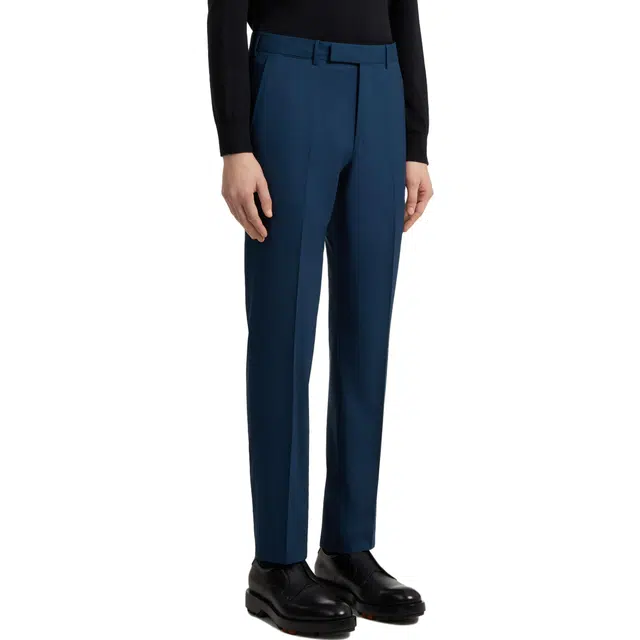 Zegna Dark Blue Pure Linen Pants