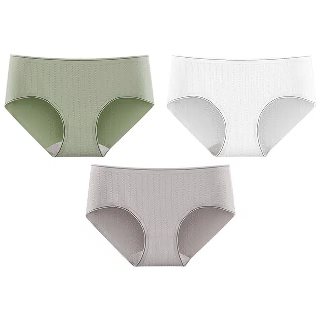 二三二三 舒适无痕中腰抗菌不夹臀简约纯色可爱日系三角裤内裤 女款 组合装