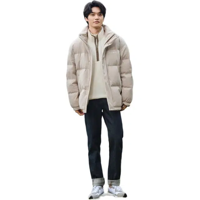 坦博尔 时尚纯色无帽立领羽绒服 男款
