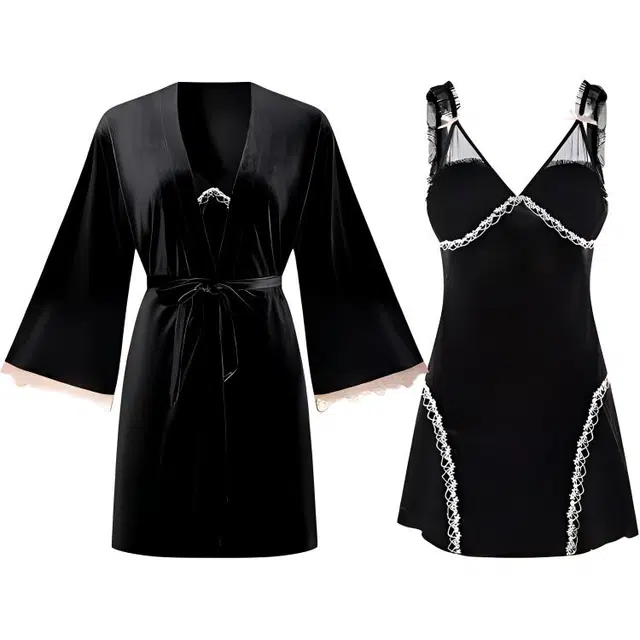 秀黛 性感亲肤透气丝绒吊带裙家居服可外穿睡衣套装 女款