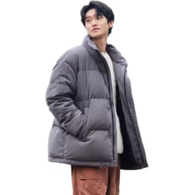 坦博尔 时尚纯色无帽立领羽绒服 男款