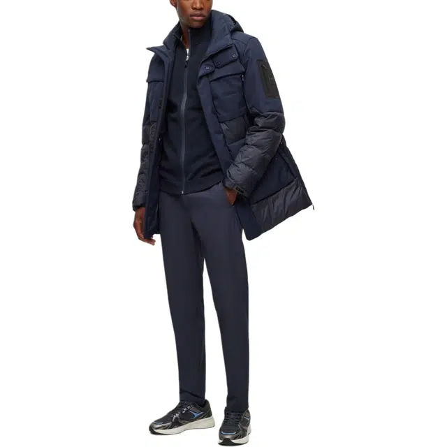 HUGO BOSS Mixed-Material Down Jacket With Detachable Hood