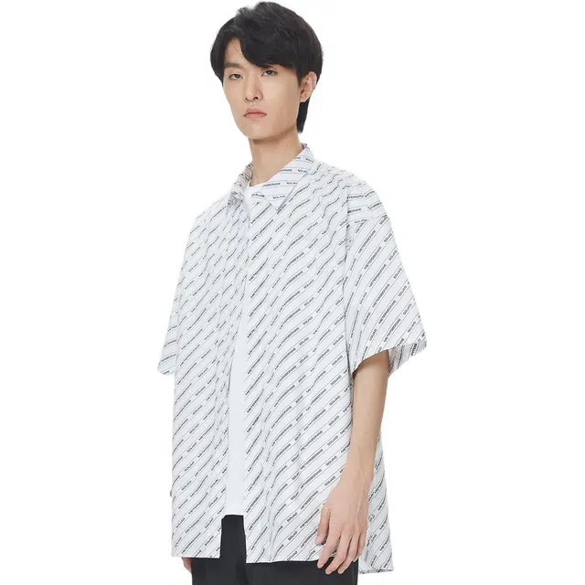 美特斯邦威 纯棉宽松百搭短袖衬衫 男款
