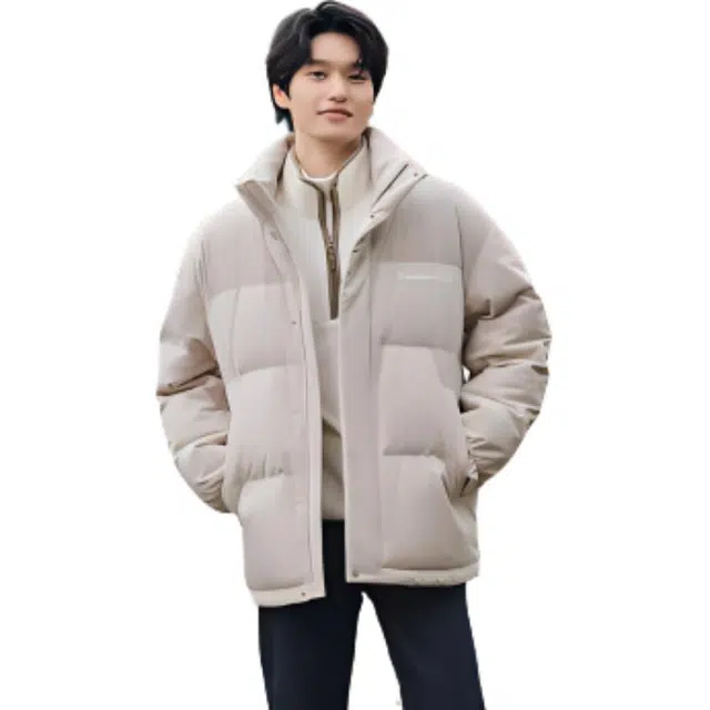 坦博尔 时尚纯色无帽立领羽绒服 男款