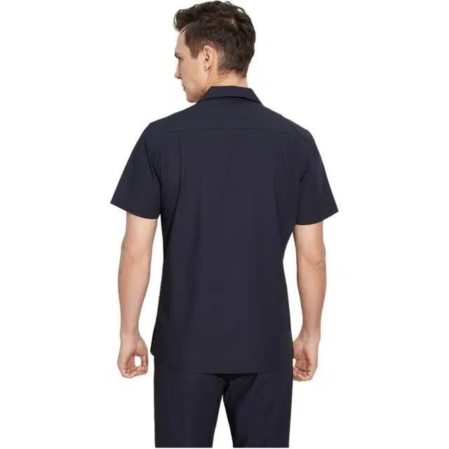 依文 高级商务纯色正装短袖衬衫 男款 天蓝色