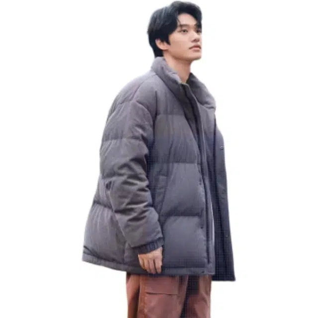坦博尔 时尚纯色无帽立领羽绒服 男款
