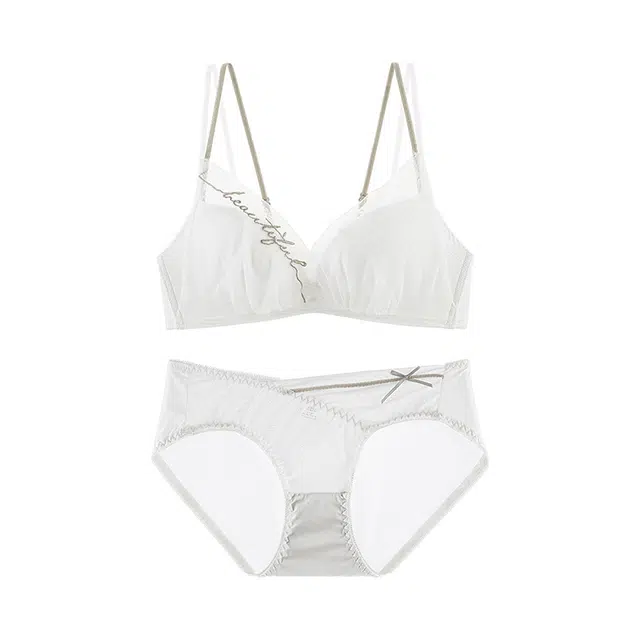 欧迪芬 纯欲法网纱蕾丝刺绣立体聚拢上托贴合无钢圈轻奢文胸抑菌速干内裤内衣裤套装 女款