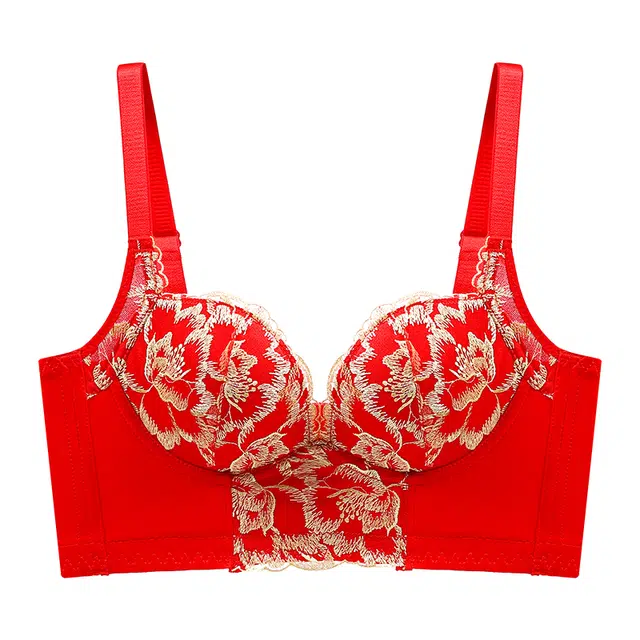 欧迪芬 高级感刺绣温感养护聚拢上托塑性不跑杯软骨收副乳无钢圈撞色蕾丝美背文胸 女款