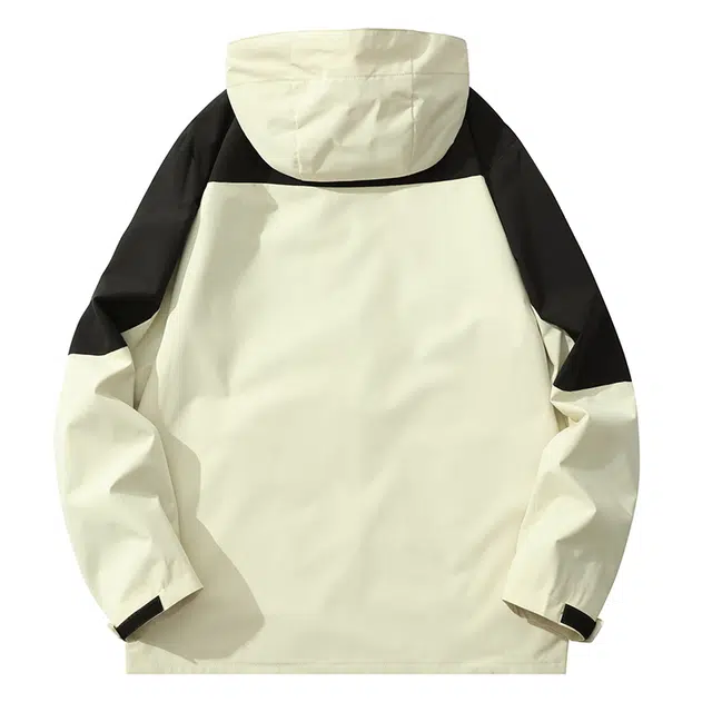 雅鹿  拼色宽松百搭时尚潮牌美式三防户外长袖 冲锋衣 男款 白色