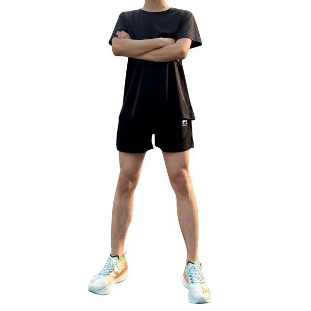双星八特 纯色薄款中腰直筒跑步运动百搭透气五分休闲短裤 男女同款