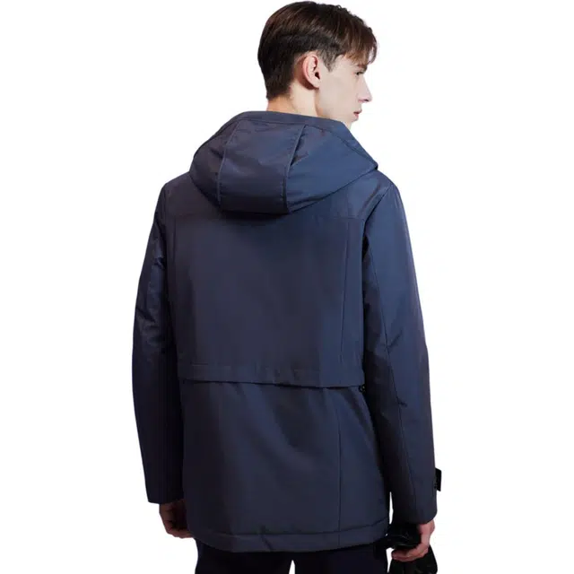 依文 工装风商务休闲连帽羽绒服 男款 深灰