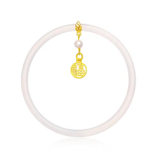 金六福吉祥 【月老赐福】空谷幽兰 玉髓 手镯 女款