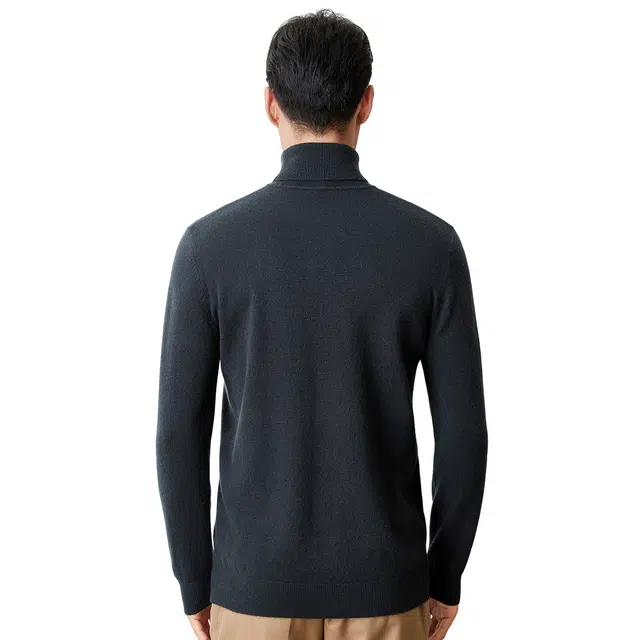 恒源祥 纯色保暖高领针织毛衣 男款