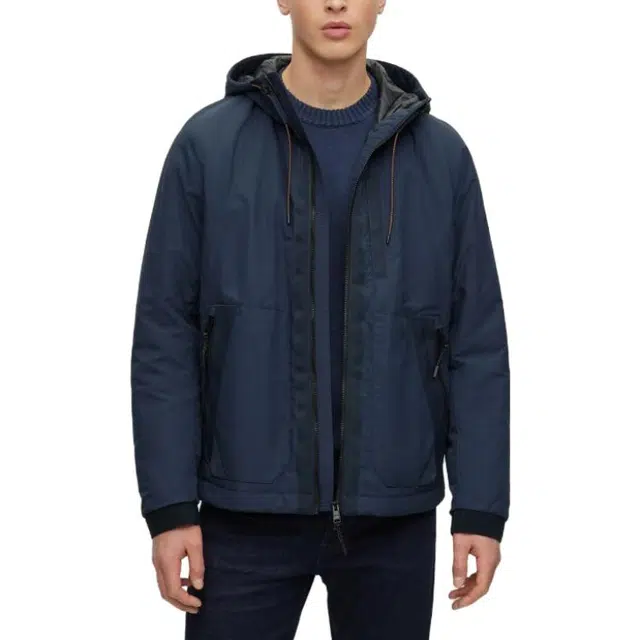 HUGO BOSS Water-Repellent Hooded Jacket With Logo Details