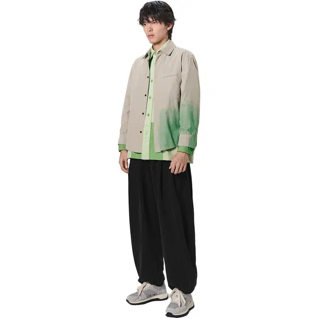 速写 渐变单排扣纯棉宽松长袖衬衫 男款