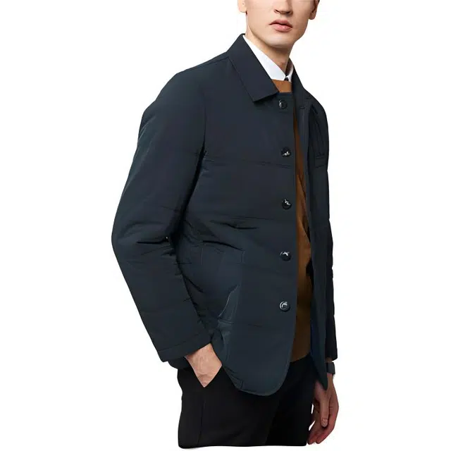 佛朗尼·齐拉 纯色翻领纽扣长袖棉服 男款 绿色
