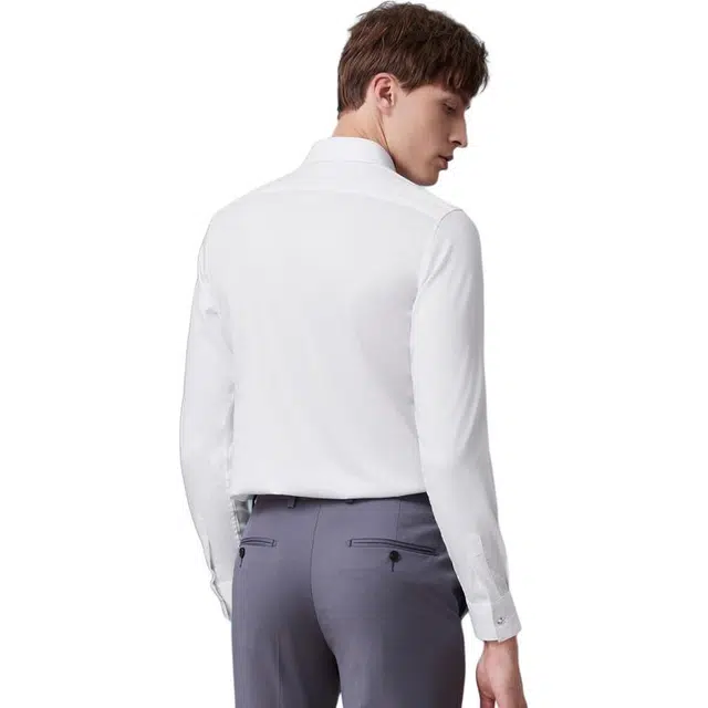 依文 商务法式修身长袖衬衫 男款 白色