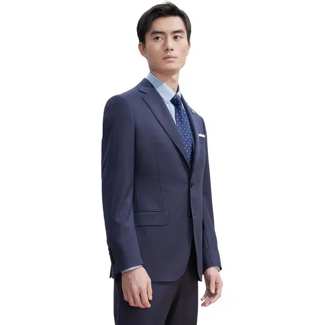 依文 商务休闲舒适纯色西装 男款 藏蓝色