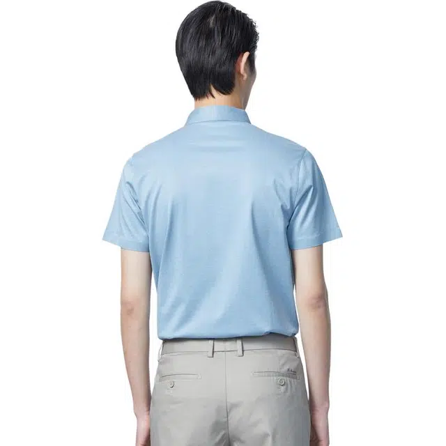 依文 商务高级休闲纯色简约短袖衬衫 男款 浅蓝色