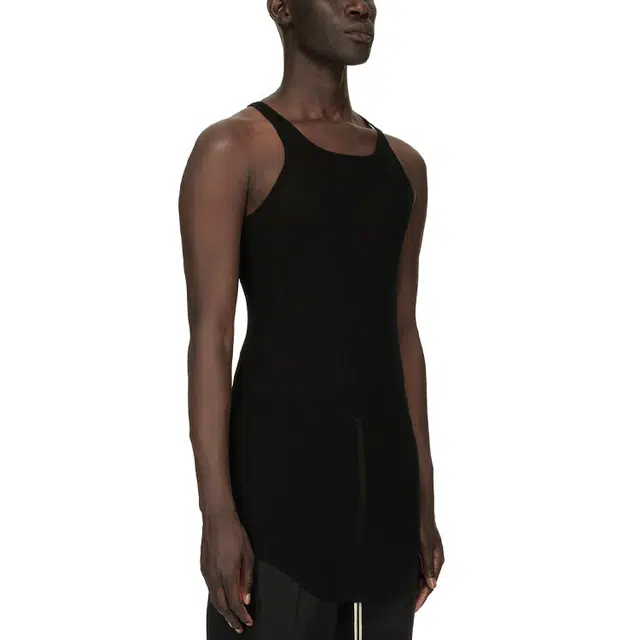 Rick Owens RO SS24 Ribbed Hem Tank Black
