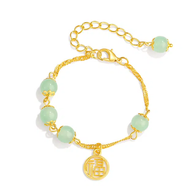 【普陀山官方已祝福】 普陀山文创 气质小众中式风福牌复古福运连绵手饰 生日纪念日送礼礼盒装 玛瑙 手链 女款