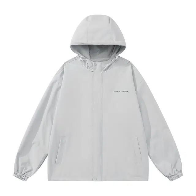 三体 末日之战系列 美式复古简约基础款纯色字母印花教练服连帽开衫休闲百搭飞行服舒适宽松休闲高街潮牌棒球夹克外套 男女同款