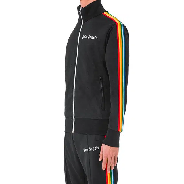 PALM ANGELS Black Rainbow Track Jacket