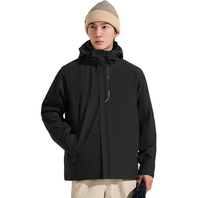 探路者 户外防水透湿防寒保暖三合一冲锋衣 男款 黑色