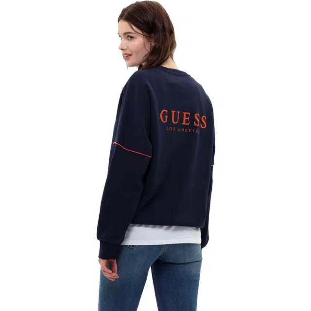 GUESS Logo Crewneck Sweatshirt Brown