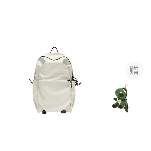 森马 旅行大容量初中生高中生 涤纶 电脑包书包背包双肩包 中号 男女同款情侣款 米白/军绿/黑色