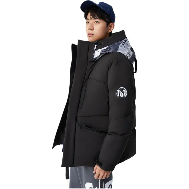 森马 字母数字图案连帽三防加厚羽绒服 男款
