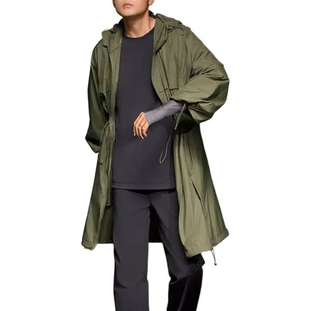 蕉下 纯色拉链连帽中长款防晒服 男款 深竹绿