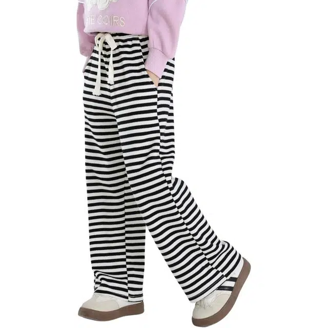 憨憨象 时尚宽松潮流洋气条纹长裤 图片色青少年