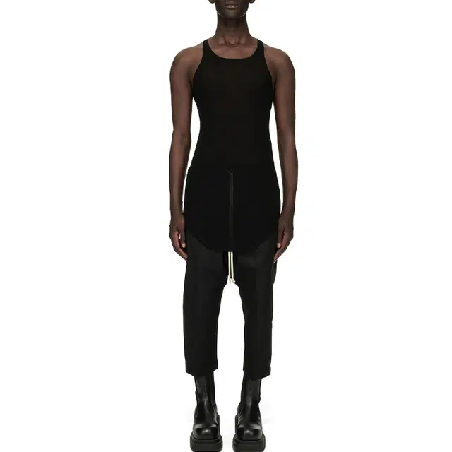 Rick Owens RO SS24 Ribbed Hem Tank Black