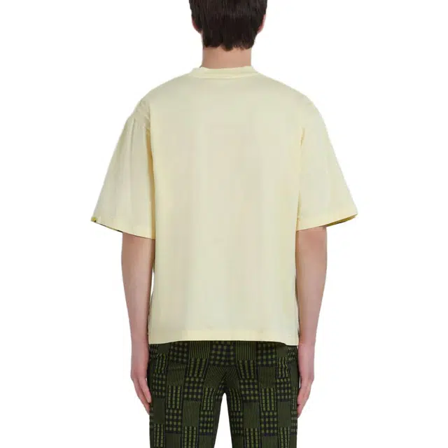 MARNI Gelbes T-Shirt Aus Bio-Baumwolle Mit Logo-Streifen T