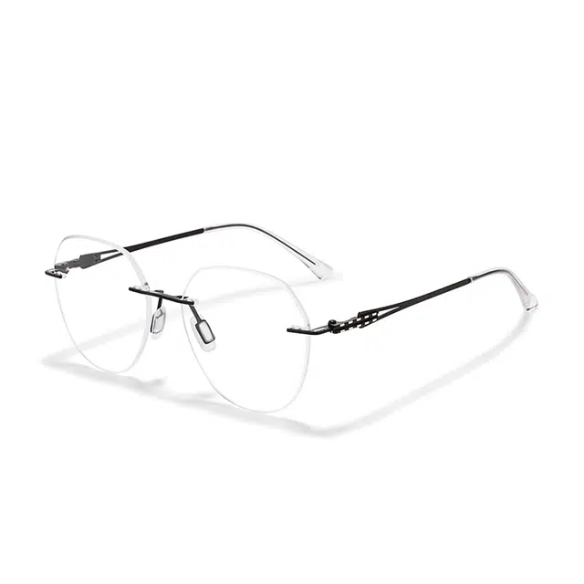 【点立即购买配度数】 佐川 纯欲无框 素颜神器显脸小 一镜多用 不规则形 光学镜架 男女同款情侣款 黑色 金色 玫瑰金 酒红