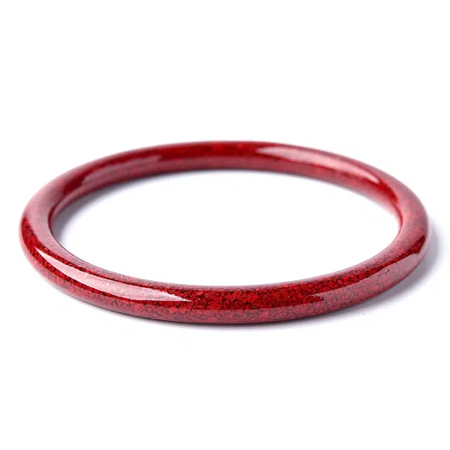 灵菲 原矿晶体砂镯子高含量细圆条镯大气款 再造辰砂朱砂 手镯 女款