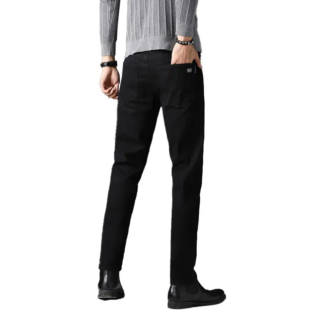 金盾 修身水洗基础简约直筒高街百搭休闲牛仔裤 男款 黑色