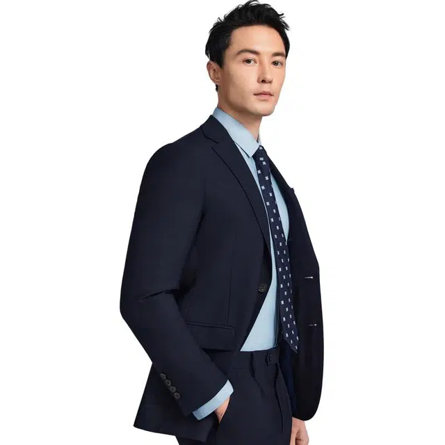 依文 商务舒适百搭简约西装 男款 藏蓝