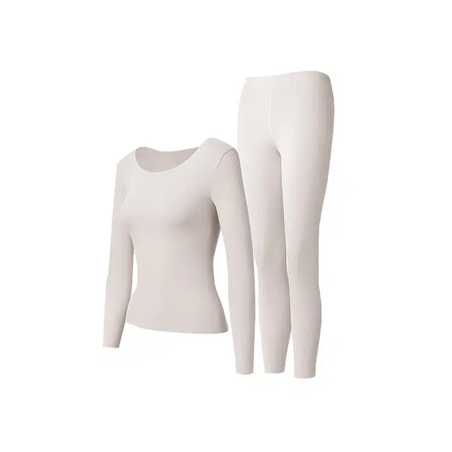 古今 隐形无痕圆领套头长袖打底上衣长裤保暖套装 女款