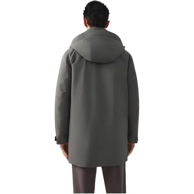 依文 纯色连帽拉链长袖羽绒服 男款
