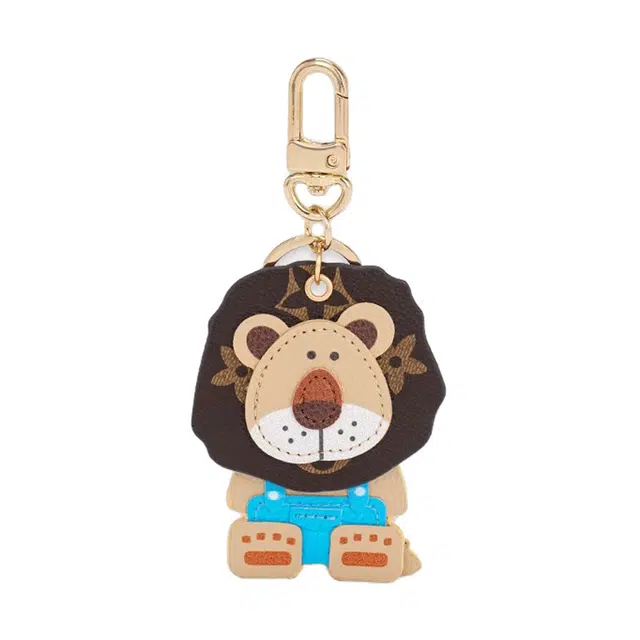 一点潮玩 卡通摇头狮子挂饰 皮革呆萌包包汽车钥匙扣 谷圈挂件