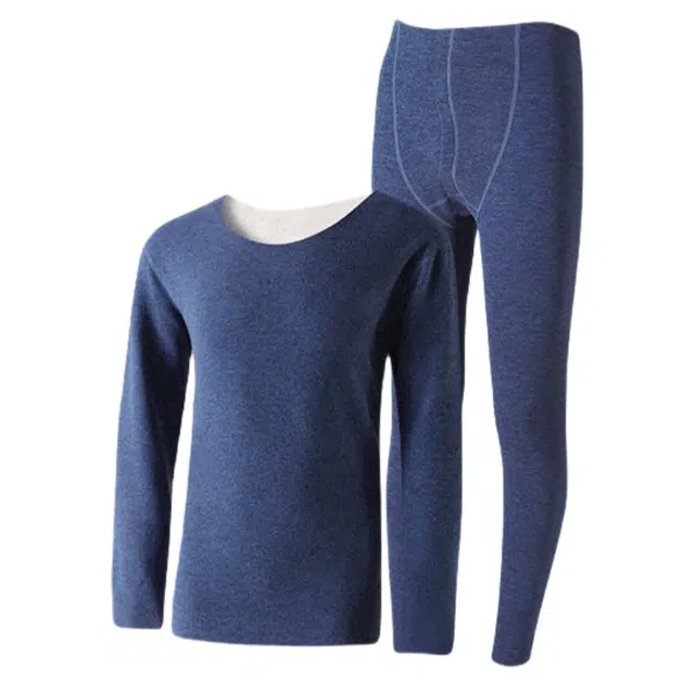 兰缪 轻薄羊毛桑蚕丝秋衣秋裤圆领简约无痕柔软亲肤透气贴身舒适抗菌休闲保暖套装 男款