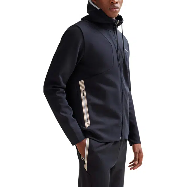 HUGO BOSS Cotton-Blend Zip-Up Hoodie With Hd Logo Print