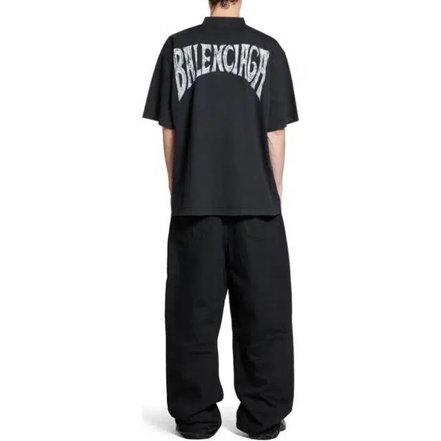 Balenciaga Hand-Drawn T-Shirt Medium Fit In Black Faded T