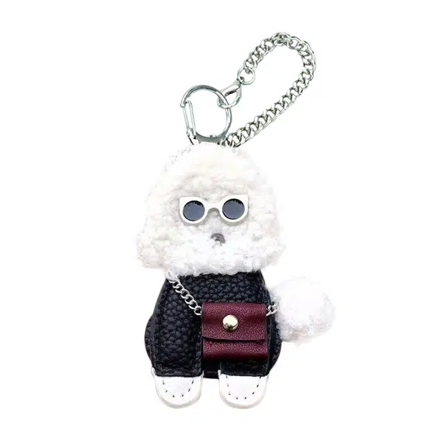 一点潮玩 酷酷墨镜泰迪狗毛球挂件 创意卡通毛绒 玩偶周边